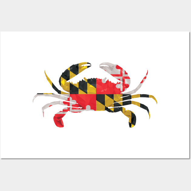 Geometric Maryland Flag Crab Wall Art by polliadesign